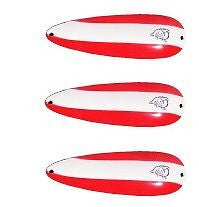 Three Eppinger Troll Devle Red/White Stripe Fishing Spoons 1 1/2 oz 4 1/2" 63-18