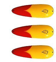 Three Eppinger Dardevle Yellow Red Chunk Fishing Spoon Lures 1 oz 3 5/8" 0-42