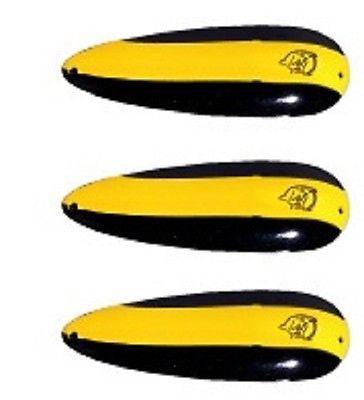 Three Eppinger Huskie Junior Black/Yellow Stripe Fishing Spoons 2 oz 4 1/2" 7-44