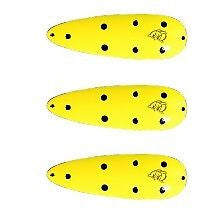 Three Eppinger Rok't IMP Chartreuse Black Dots Fishing Spoons 3/4oz 2 1/4" 12-78
