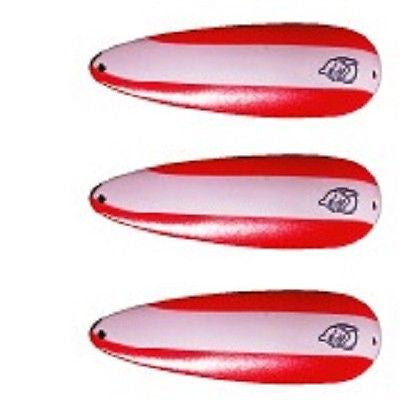 Three Eppinger Huskie Junior Red/White Stripe Fishing Spoons 2 oz 4 1/2" 7-308