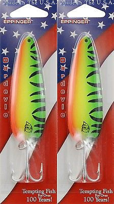 Two Eppinger Dardevle Hot Mackerel 1oz 0-58 Spoon Fishing Lures –