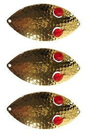 Three Eppinger Weedless Wiggler Hammered Brass Fishing Spoons 1 oz 3" 885-63