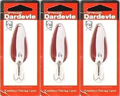 Three Eppinger Dardevle Red/White 2/5oz 2-16 Spoon Fishing Lures