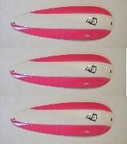 Three Eppinger Dardevlet Pink/White Fishing Spoon Lures 3/4 oz 2 7/8" 1-270