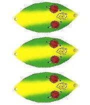 Three Eppinger Red Eye Wiggler Chartreuse/Green Fishing Spoon Lures 1oz 3" 88-70