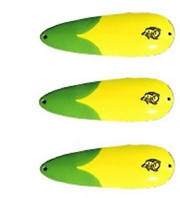 Three Eppinger Huskie Junior Chartreuse/Green Fishing Spoons 2 oz 4 1/2" 7-328