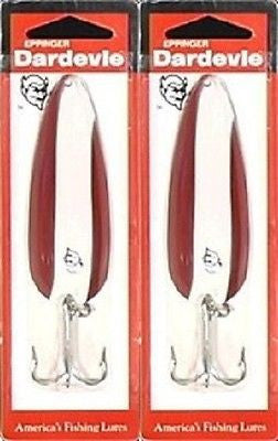 Two Eppinger Dardevle Red/White 1oz 0-16 Spoon Fishing Lures