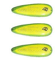 Three Eppinger Rokt Devlet Chartreuse/Green Fishing Spoons 1 1/4oz 2 1/4" 11-72