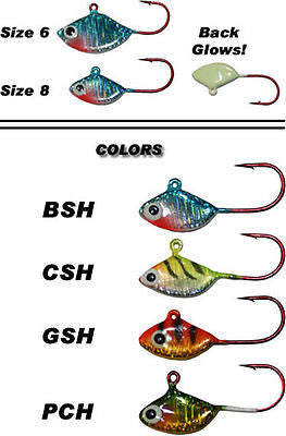assorted ice fishing lures Sitka Shad Ice Fishing Assortment Glows (Four Jigs Included) Size Eigh – BHTackle.com