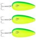 Three Eppinger Rok't IMP Chartreuse Green Fishing Spoon Lures 3/4oz 2 1/4" 12-70