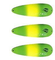 Three Eppinger Dardevle Green/Chartreuse Fishing Spoon Lures 1 oz 3 5/8" 0-306