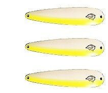 Three Eppinger Dardevlet Glow Yellow Fishing Spoon Lures 3/4 oz 2 7/8" 1-302