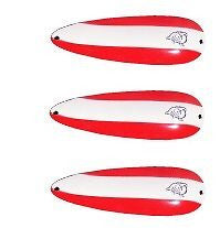 Three Eppinger Troll Devle Red/White Stripe Fishing Spoons 1 1/2 oz 4 1/2" 63-9