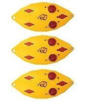 Three Eppinger Weedless Wiggler Yellow/Red Diamond Fishing Spoons 1 oz 3" 885-17