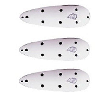 Three Eppinger Huskie Junior White/Black Dots Fishing Spoons 2 oz 4 1/2" 7-55