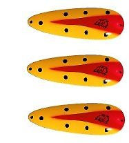 Three Eppinger Troll Devle Yellow/Red Chunk Fishing Spoons 1 1/2 oz 4 1/2" 63-56
