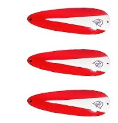 Three Eppinger Huskie Junior Red/White Chunk Fishing Spoons 2 oz 4 1/2" 7-8