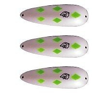 Three Eppinger Rokt Devlet Pearl/Green Fishing Spoons 1 1/4oz 2 1/4" 11-319