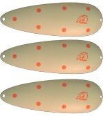 Three Eppinger Rokt Devlet Glow/Orange Dots Fishing Spoons 1 1/4oz 2 1/4" 11-274