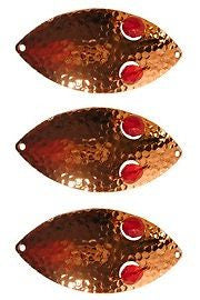 Three Eppinger Weedless Wiggler Hammered Copper Fishing Spoons 1 oz 3" 885-64