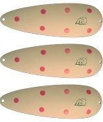 Three Eppinger Dardevlet Glow/Pink Dots Fishing Spoon Lures 3/4 oz 2 7/8" 1-273
