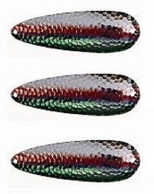 Three Eppinger Huskie Junior Nickel Green/Red Fishing Spoons 2 oz 4 1/2" 7-277