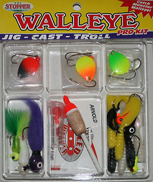 K&E Stopper Walleye Fishing Kit Plastics/Floats/Stops/Jigs FKSC-WL28