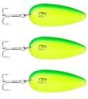 Three Eppinger Dardevlet Chartreuse Green Fishing Spoon Lures 3/4oz 2 7/8" 1-70